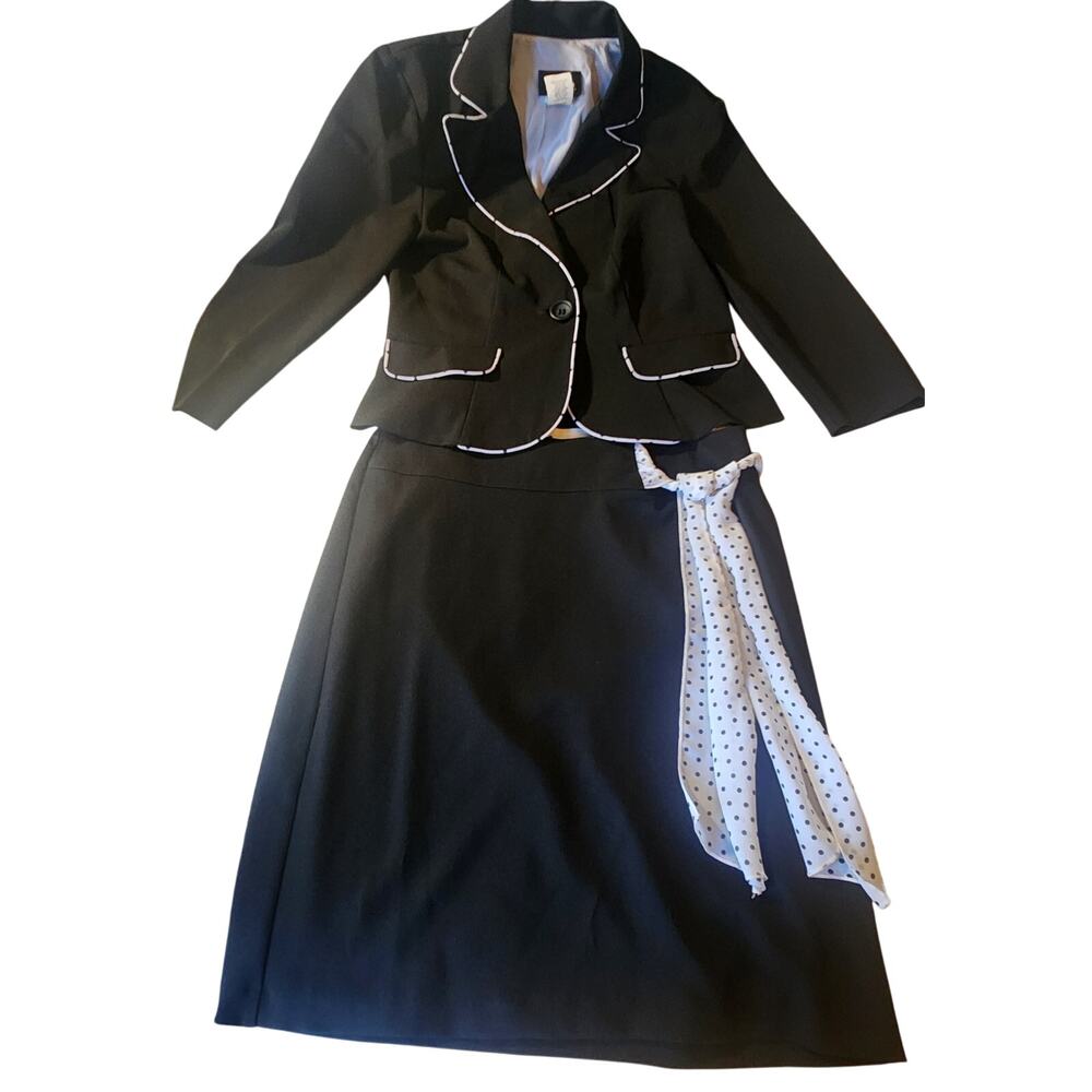 A-List by Wrapper Women's 2-Piece Blazer & Skirt Suit Set Black Size 9